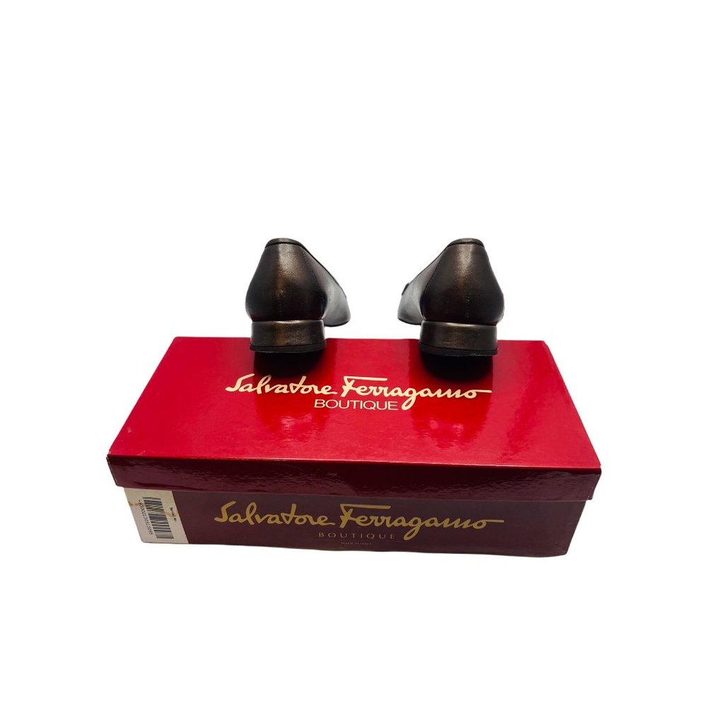 Salvatore Ferragamo School Espresso Napa Calf Leather S.F. Logo Hardware 9.5AA - Picture 5 of 11